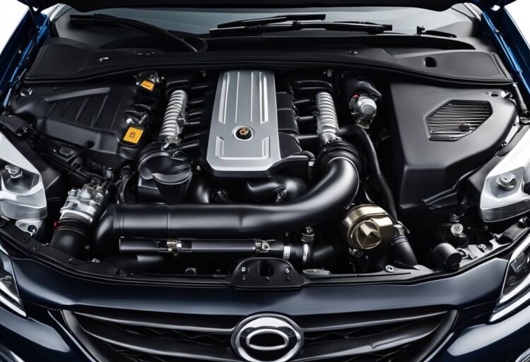 A Corsa VXR engine exposed, showcasing its interior features and components