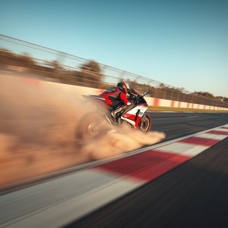 A high-speed action shot of a VXR model on a racetrack, dust and motion blur emphasizing speed, no text or logos.