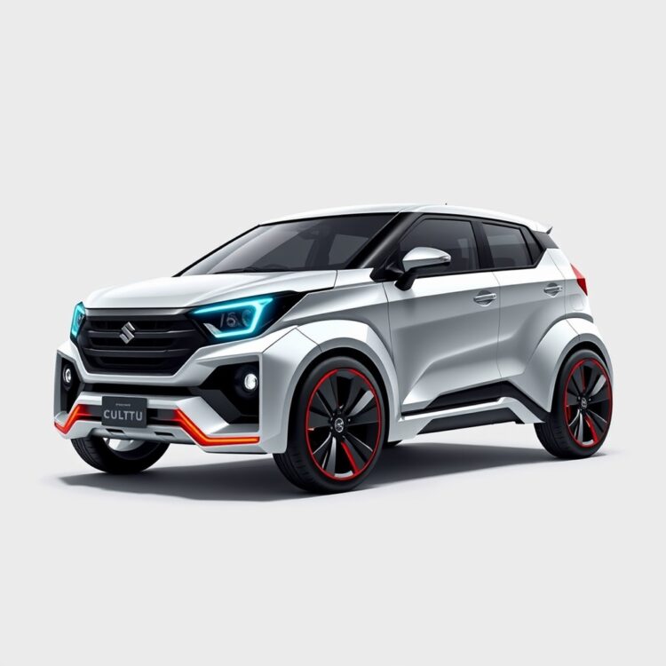 Concept art of a futuristic Suzuki Cultus model with innovative design and technology features, representing the future direction of the brand.