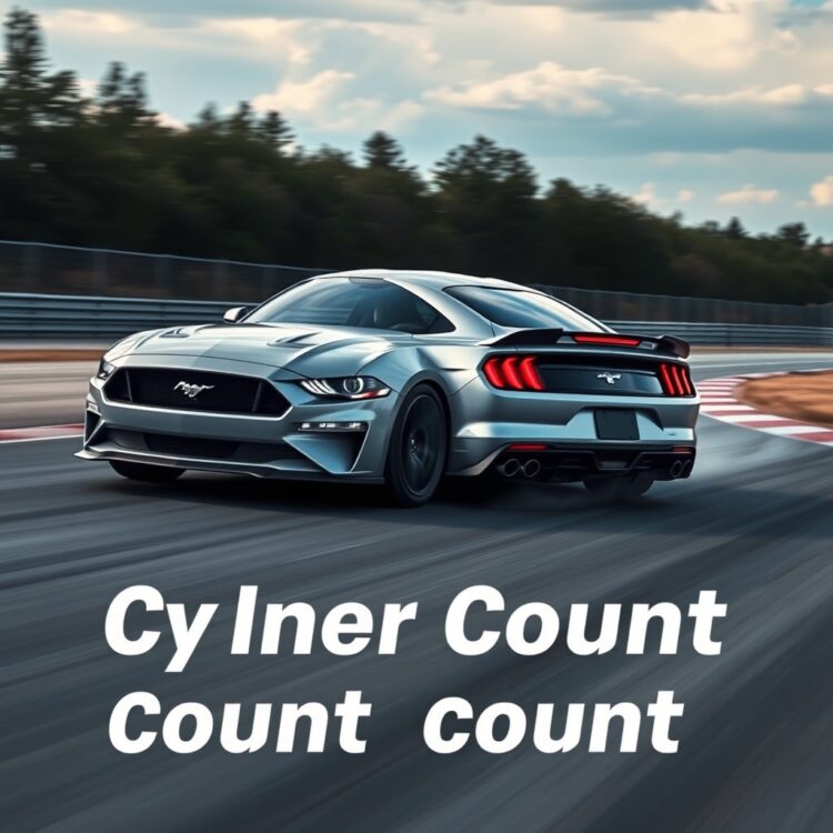 A dynamic, professional stock photo of a car accelerating on a test track, highlighting the power and performance aspect related to cylinder count, with no text.