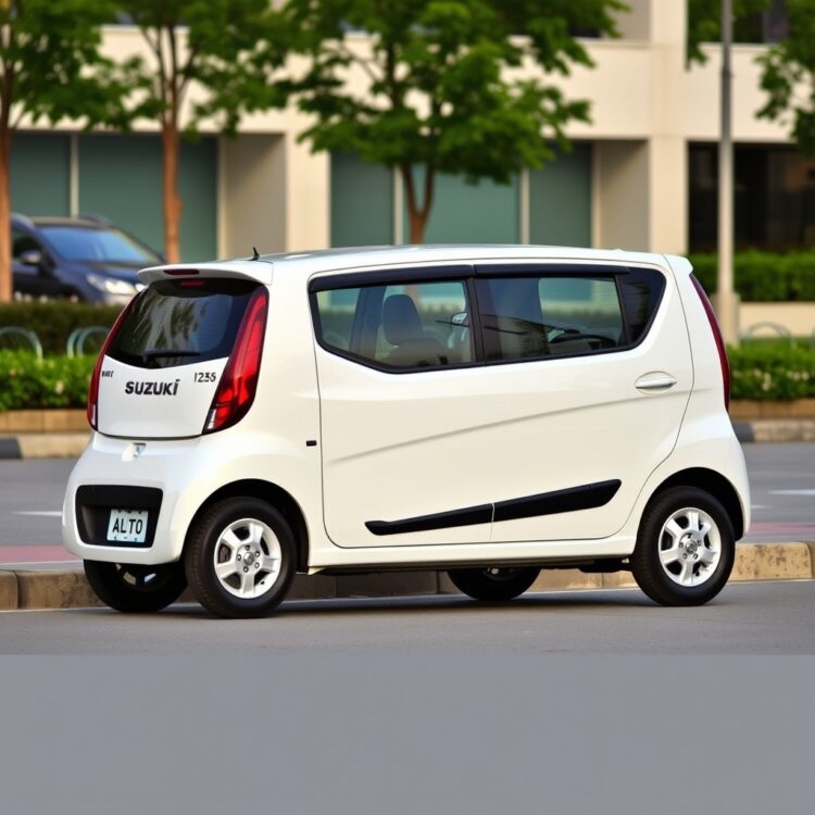 A sleek, modern Suzuki Alto 1000cc parked in an urban setting, highlighting its compact design and stylish exterior.