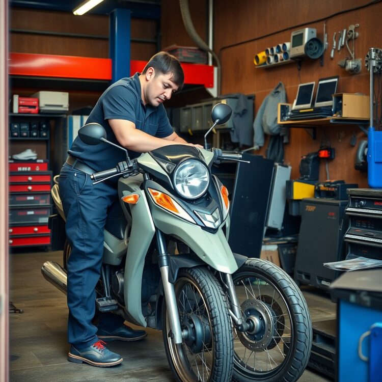 A professional mechanic performing a routine service check on a Suzuki Alto 1000cc in a well-equipped garage.