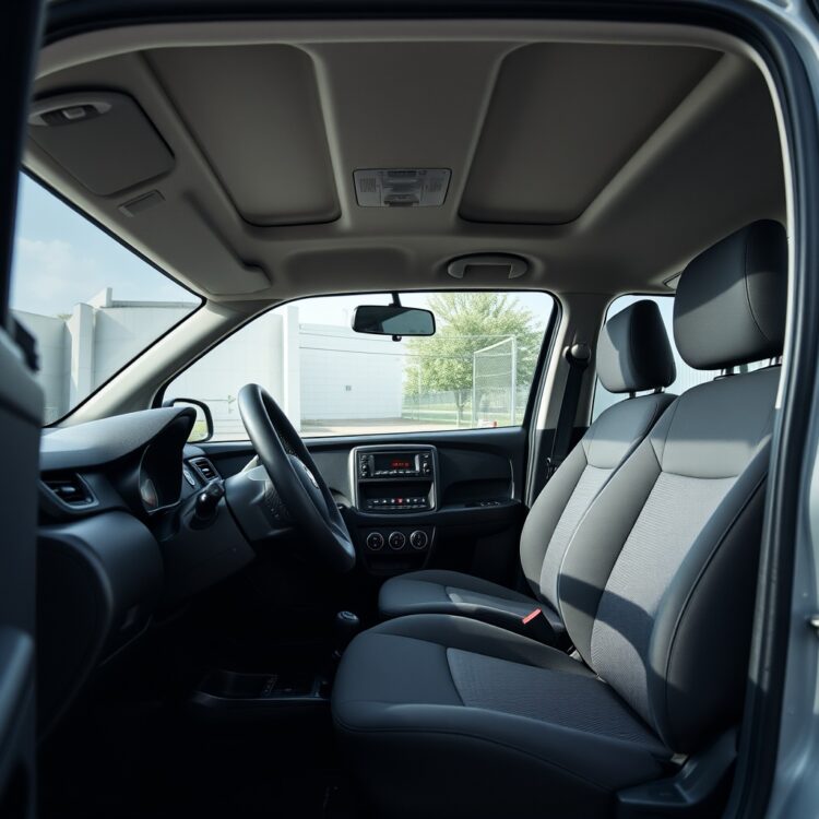 A detailed interior shot of a Suzuki Alto, highlighting the comfortable seating, dashboard layout, and infotainment system in a well-lit setting.