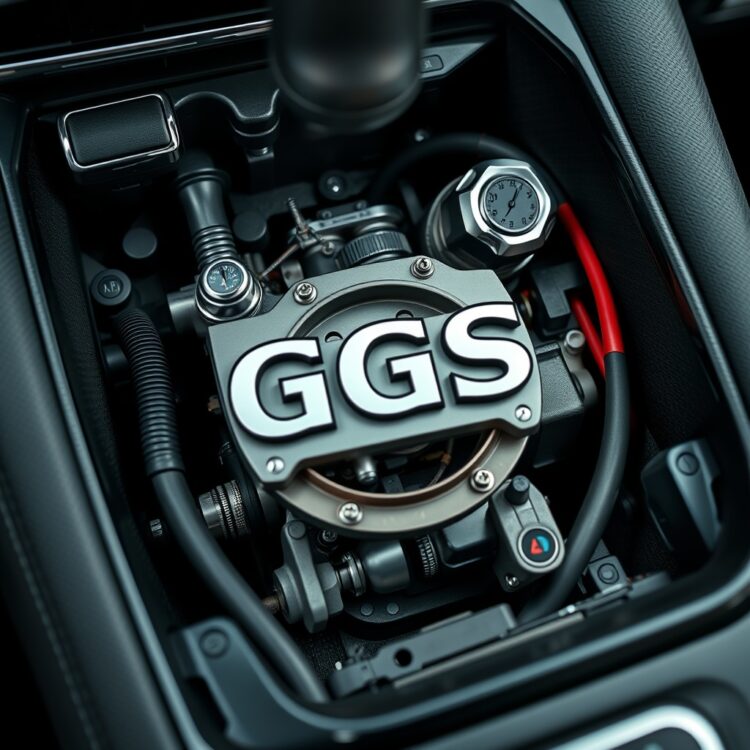 A high-resolution, professional stock photo showcasing the internal mechanism of a car's AGS (Automated Gear Shift) system, highlighting its components and technology without any text.