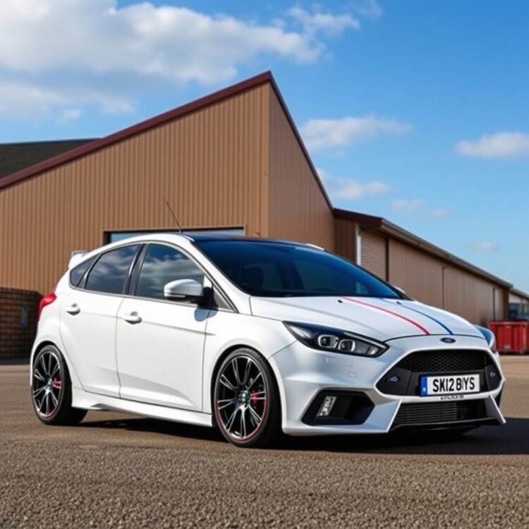 A professional stock photo image showcasing the customization options and aftermarket parts available for the Vauxhall Astra VXR and Ford Focus ST, without any text.