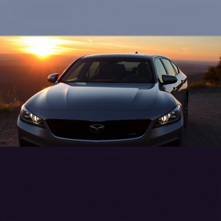 A high-mileage car parked in a scenic overlook with a sunset in the background, symbolizing the journey and longevity of high-mileage vehicles.