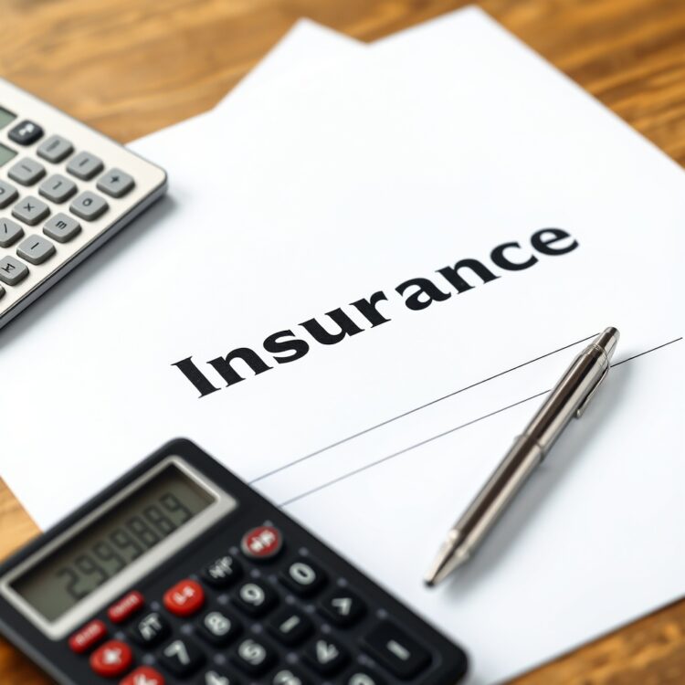 A professional stock photo of a car insurance document on a desk with a calculator and pen nearby, symbolizing insurance considerations for 1.6L cars.