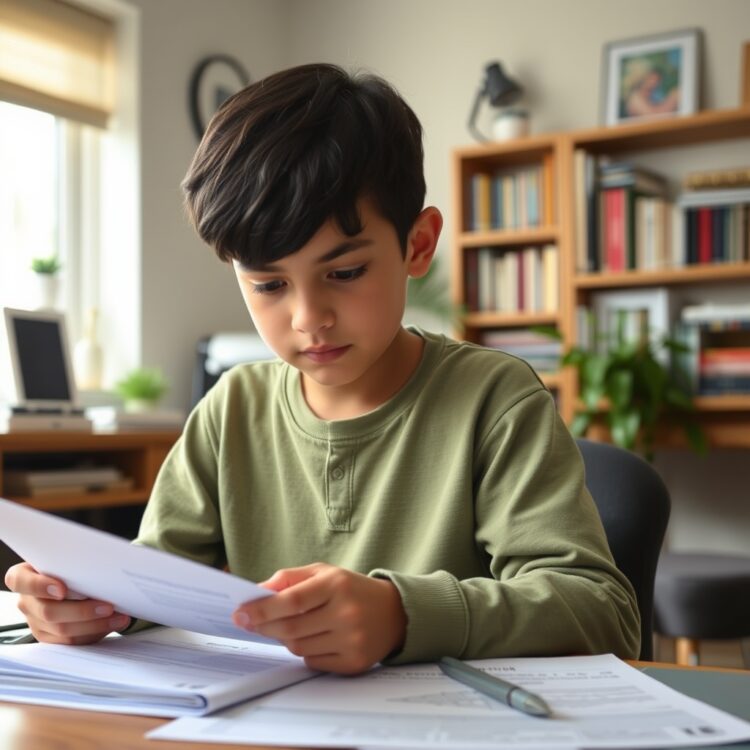 A young person reviewing documents related to PIP and DLA transition, with a focus on the process and its impact on driving eligibility, in a well-lit home office setting.