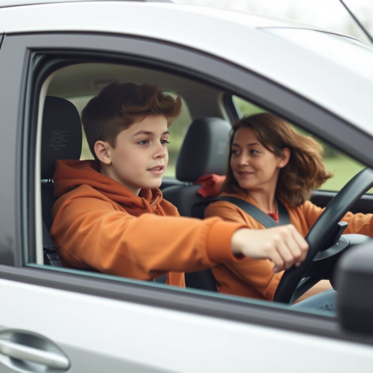 A teenager practicing driving with a parent in the passenger seat, showcasing the importance of preparation and responsibility in teen driving education.