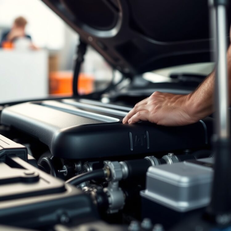 A detailed close-up of a car engine being serviced, highlighting the importance of regular maintenance for small car reliability.