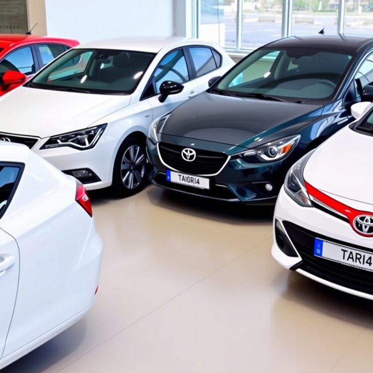 A lineup of compact hatchbacks including Seat Ibiza, Audi A1, Mazda Mazda 2, Volkswagen Polo, and Toyota Yaris, highlighting their unique designs in a showroom setting.