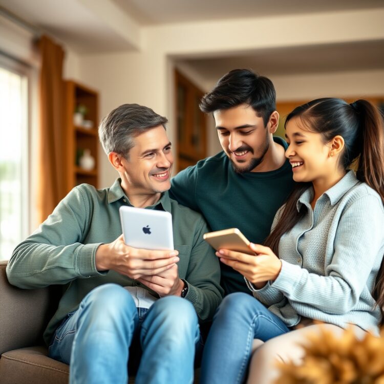 A high-quality stock image of a parent and teenager discussing car choices and budgeting, set in a cozy home environment to emphasize guidance and financial planning.