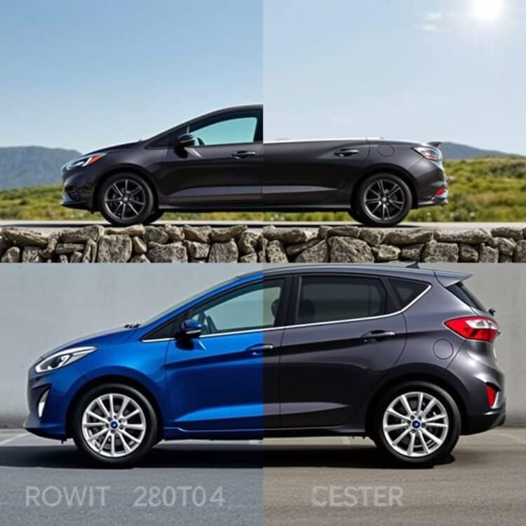A dynamic side-by-side comparison of a Ford Fiesta and its closest competitors, emphasizing the Fiesta's superior features and design.