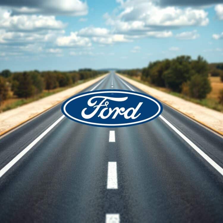 An inspiring stock photo of a roadmap with Ford's logo, highlighting future opportunities and directions for the company post-Fiesta era.