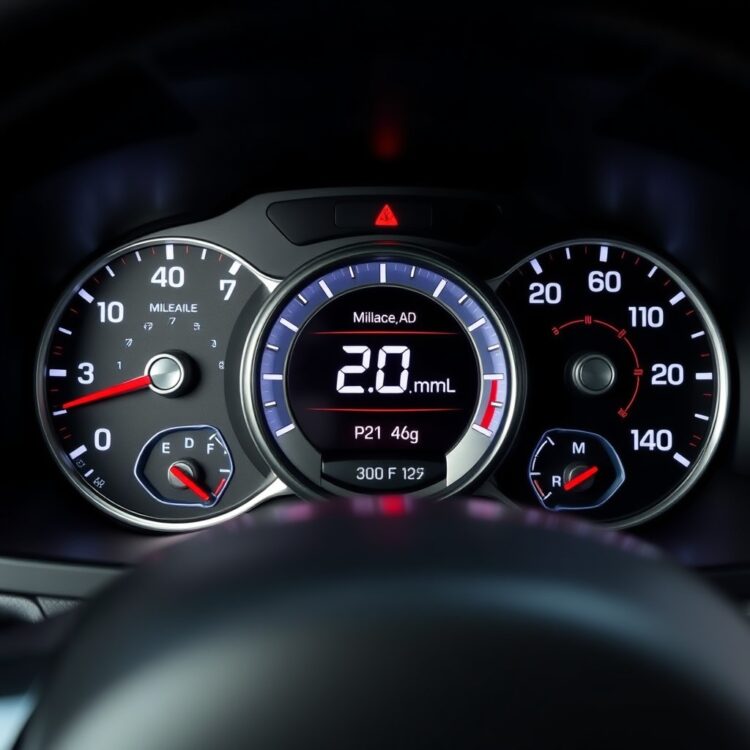 A high-quality stock image of a Ford Fiesta dashboard with a mileage counter highlighted, illustrating the effect of annual mileage on insurance rates.