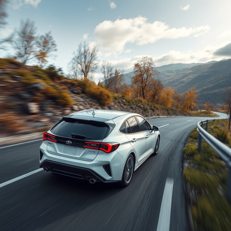 A hybrid car undergoing regenerative braking on a downhill slope, showcasing the technology's role in energy recovery and fuel efficiency.