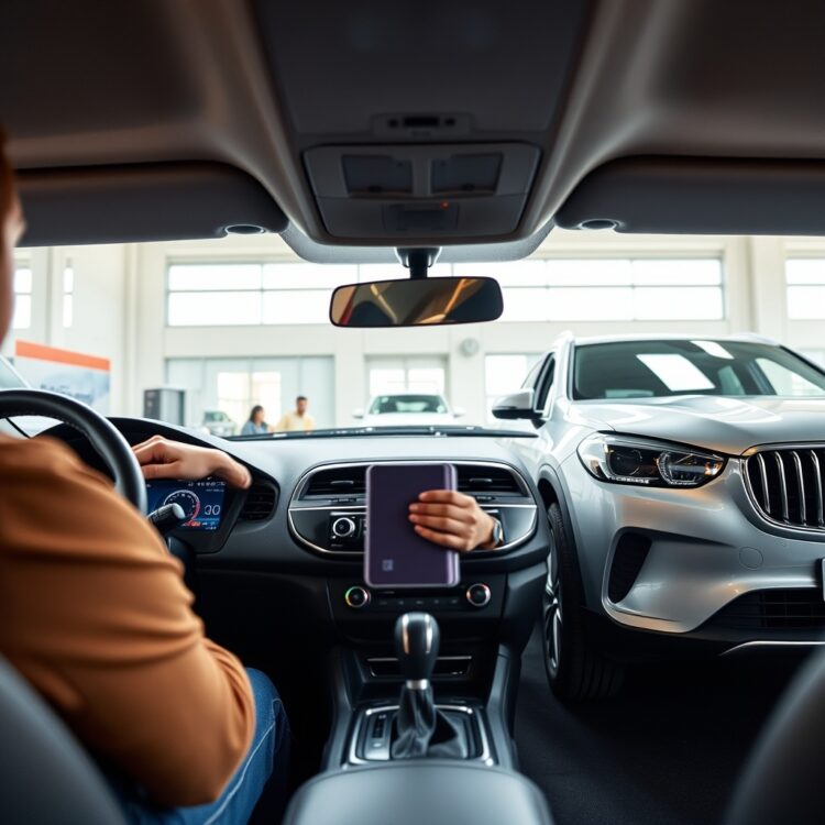 A professional stock photo of a person comparing the safety features of a new car versus an old car, highlighting the differences in technology and design.