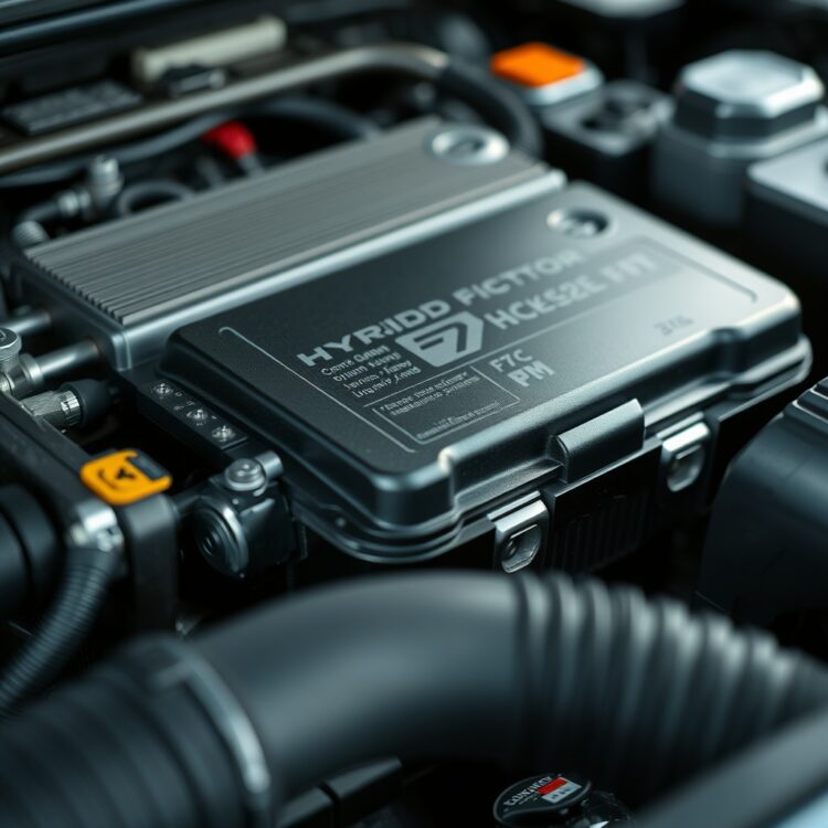 A detailed close-up of a hybrid vehicle's battery and cooling system, highlighting maintenance and care for optimal performance during high-speed driving.