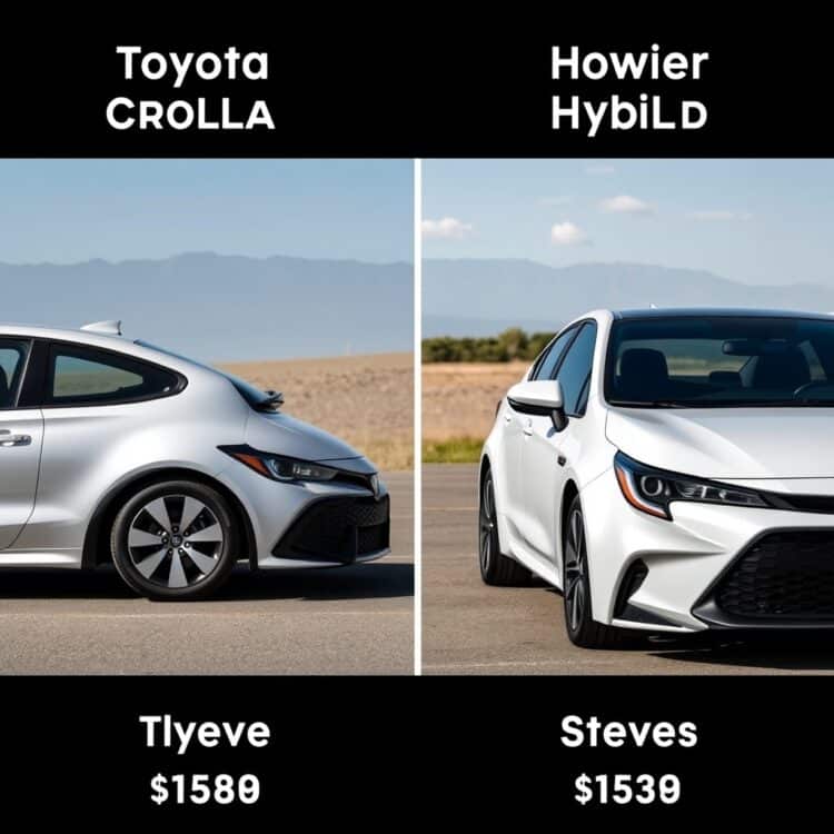 Side-by-side comparison of a Toyota Corolla Hybrid and another hybrid vehicle, highlighting the Corolla's durability and cost-effectiveness over time.