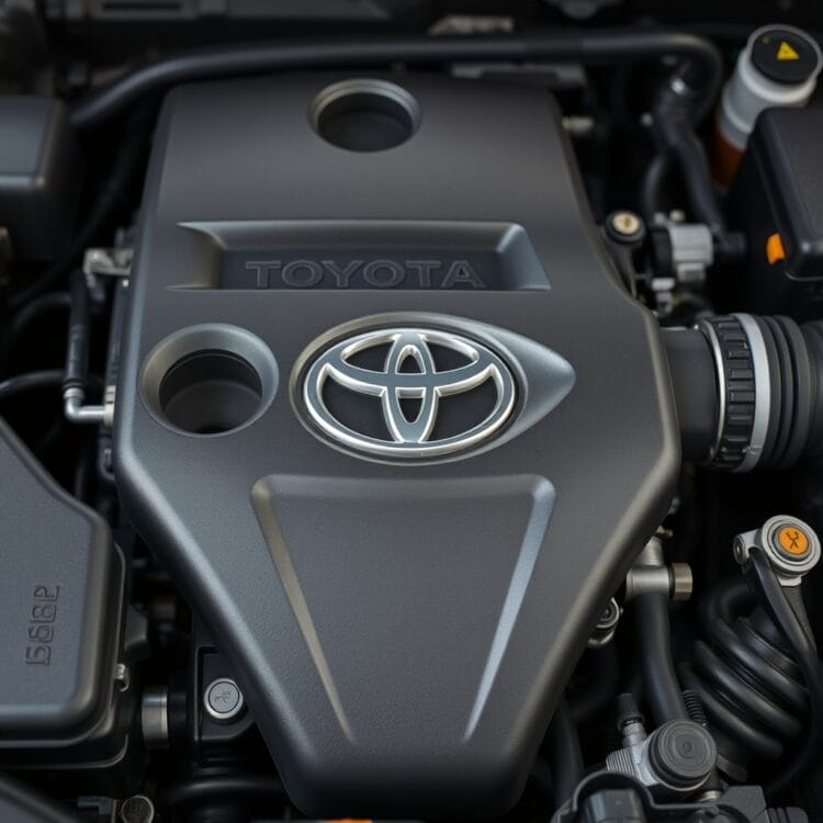 A close-up of a Toyota Corolla engine showcasing its durable materials and components, highlighting the precision engineering and high-quality materials used in its construction.