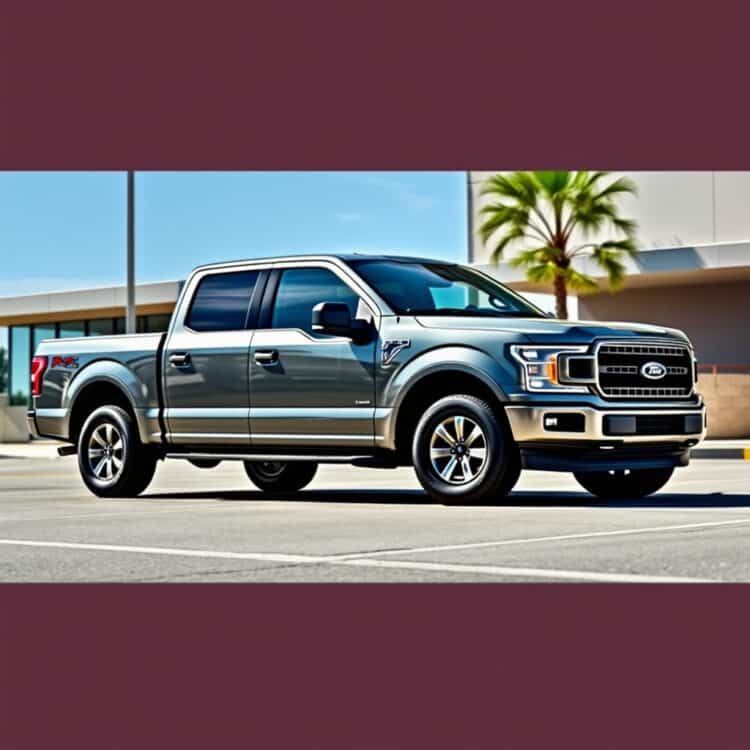 A modern Ford XLT truck showcasing its evolution over the years, parked in a dynamic urban setting, highlighting its design and features.