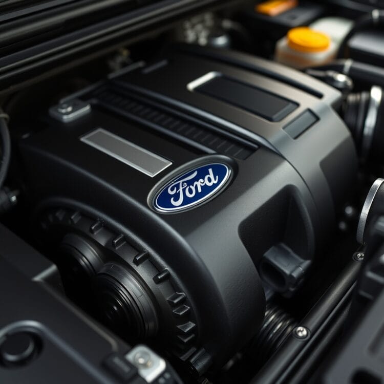 A close-up of a Ford F-150's EcoBoost engine, highlighting technology that enhances fuel efficiency.