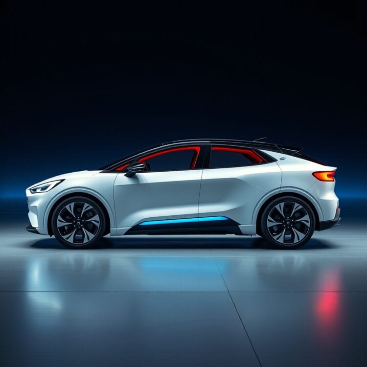 A futuristic stock photo of a Ford electric vehicle prototype, symbolizing the future of reliability and innovation in Ford's lineup.