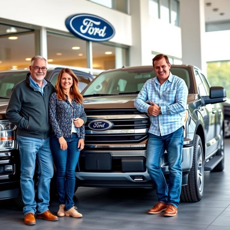 A compelling stock photo featuring happy Ford XL and XLT owners with their vehicles, capturing satisfaction and feedback moments in a high-quality, text-free setting.
