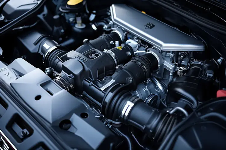 A Corsa VXR engine bay with the turbocharger highlighted, showcasing its high-performance features.