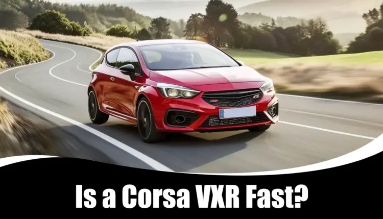 A Corsa VXR speeding on a winding road, highlighting its sporty design and performance capabilities.