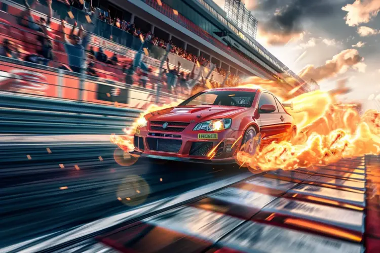 A modified Corsa VXR racing on a track, showcasing record-breaking speed and extreme performance upgrades.