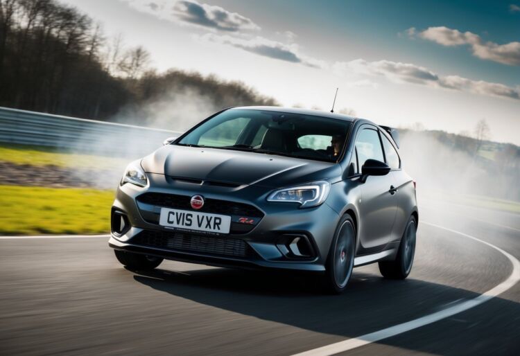 A Corsa VXR revs its engine, showcasing its powerful bhp in a dynamic, high-speed drive