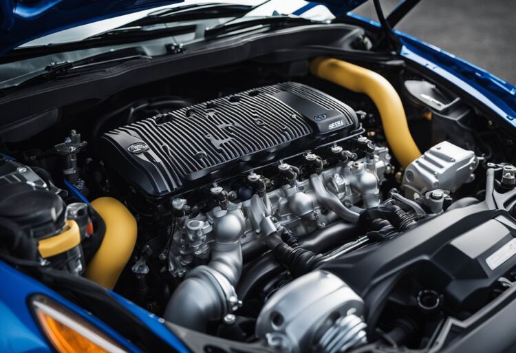 A close-up of a Corsa VXR engine and transmission system, with a focus on the specific components and layout