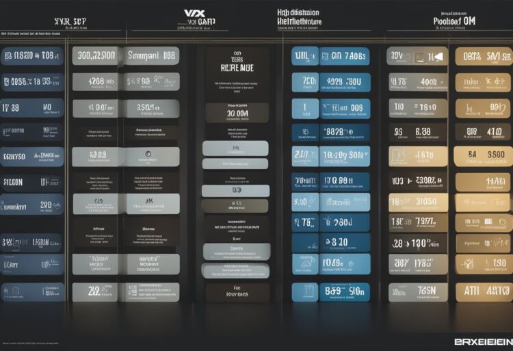 A comparison chart showing safety features and ratings for VXR and VXL models