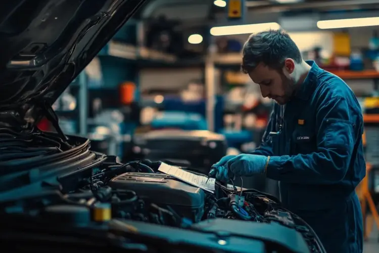 A mechanic diagnosing a Vauxhall Corsa for common faults like engine and electrical issues.