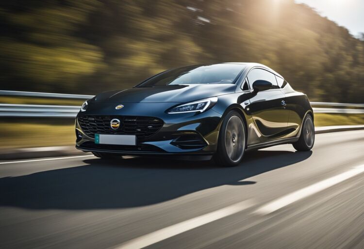A sleek, high-performance Corsa model speeds down an open road, leaving a blur of motion in its wake