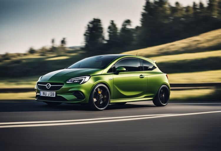 A sleek Corsa model speeding down a winding road